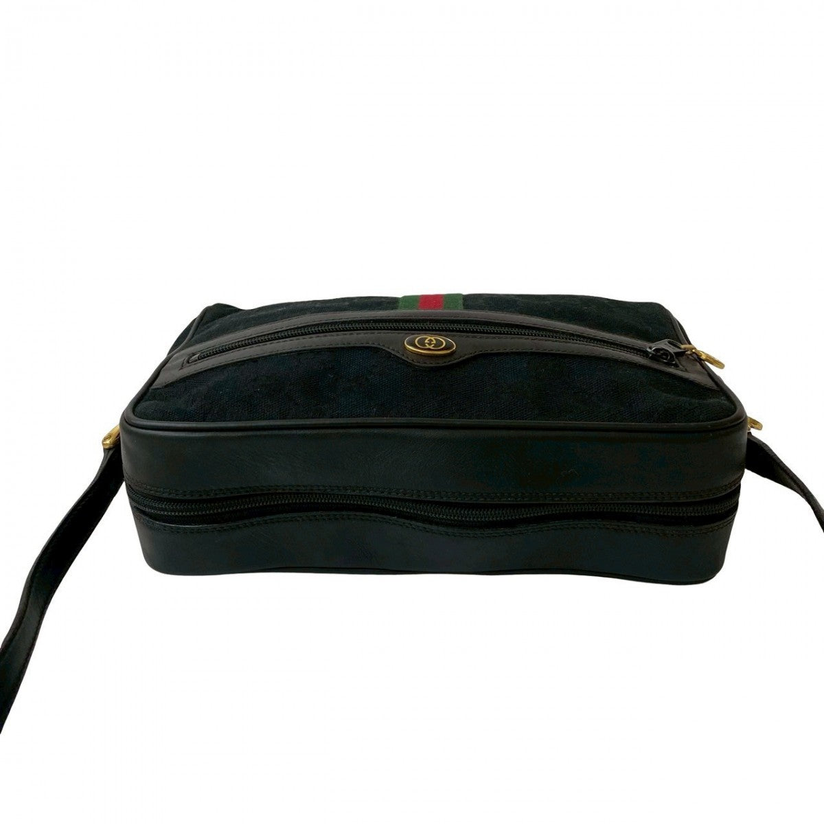 Gucci Shoulder Bag Canvas, Leather Black Gg Logo Metal Sherry Line Women