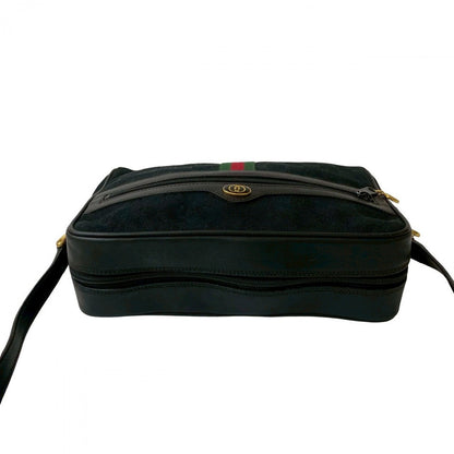 Gucci Shoulder Bag Canvas, Leather Black Gg Logo Metal Sherry Line Women