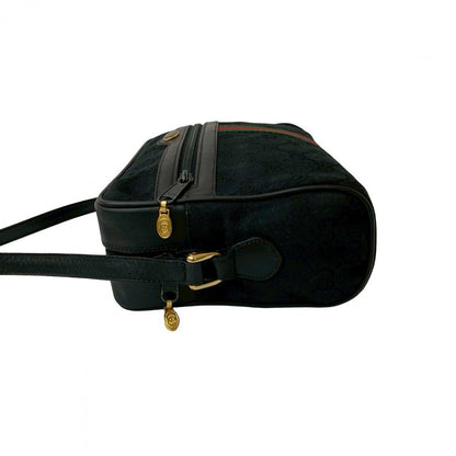 Gucci Shoulder Bag Canvas, Leather Black Gg Logo Metal Sherry Line Women