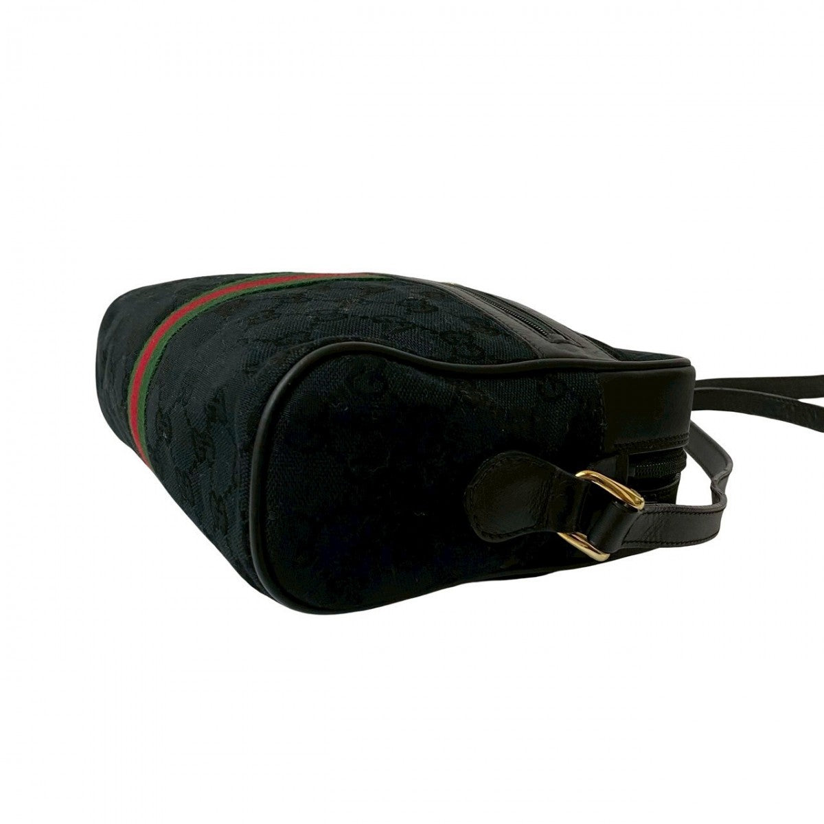 Gucci Shoulder Bag Canvas, Leather Black Gg Logo Metal Sherry Line Women