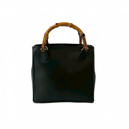 Gucci Shoulder Bag Leather Black Bamboo