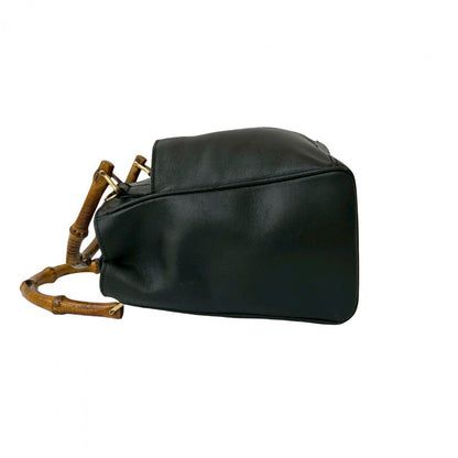 Gucci Shoulder Bag Leather Black Bamboo