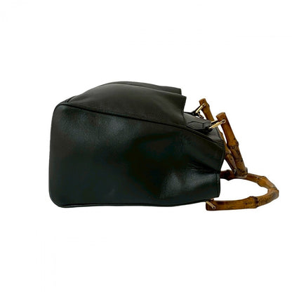 Gucci Shoulder Bag Leather Black Bamboo