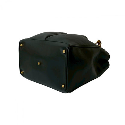 Gucci Shoulder Bag Leather Black Bamboo