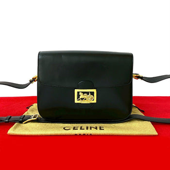 Celine Shoulder Bag Leather Black