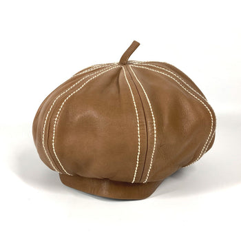 Hermes Beret Leather Brown 55