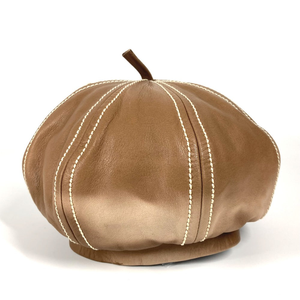 Hermes Beret Leather Brown 55
