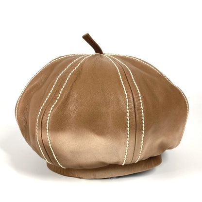 Hermes Beret Leather Brown 55