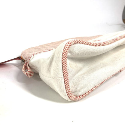 Hermes Pouch Canvas White Logo Horse Cheval