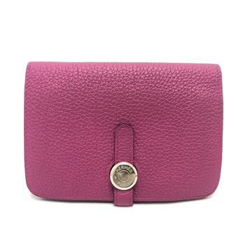 Hermes Folded Wallet Taurillon Clemence Purple Dogon Compact Women