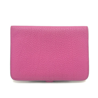 Hermes Folded Wallet Taurillon Clemence Purple Dogon Compact Women