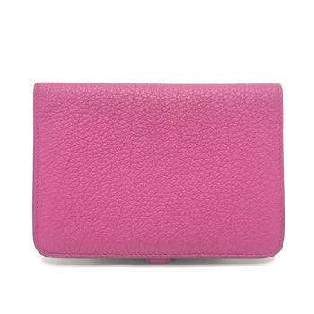 Hermes Folded Wallet Taurillon Clemence Purple Dogon Compact Women