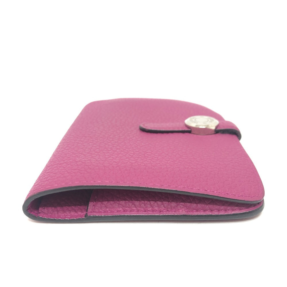 Hermes Folded Wallet Taurillon Clemence Purple Dogon Compact Women