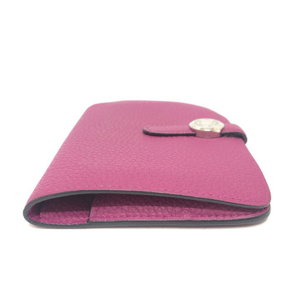 Hermes Folded Wallet Taurillon Clemence Purple Dogon Compact Women