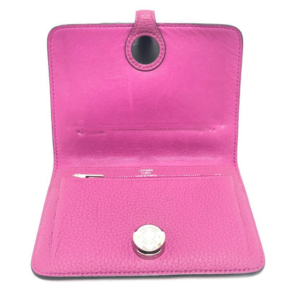 Hermes Folded Wallet Taurillon Clemence Purple Dogon Compact Women