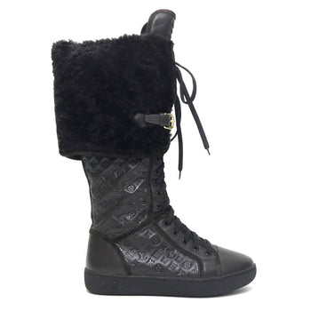 Louis Vuitton Boots Leather Brown Polka Lv Embossing Women 35.5