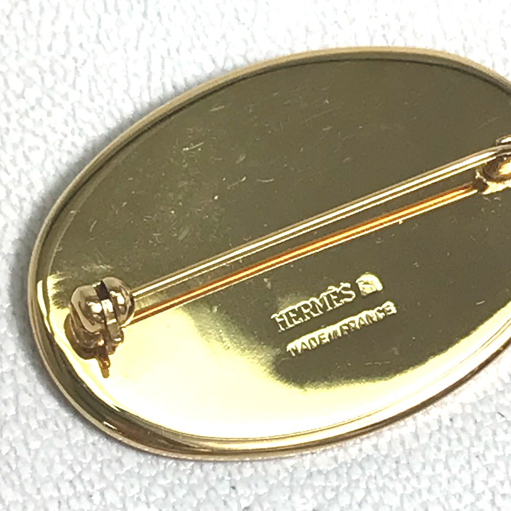 Hermes Brooch Gold Plated Gold X Red Bird Bird Motif Women