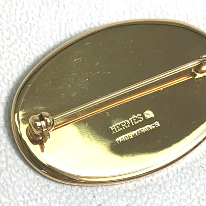 Hermes Brooch Gold Plated Gold X Red Bird Bird Motif Women