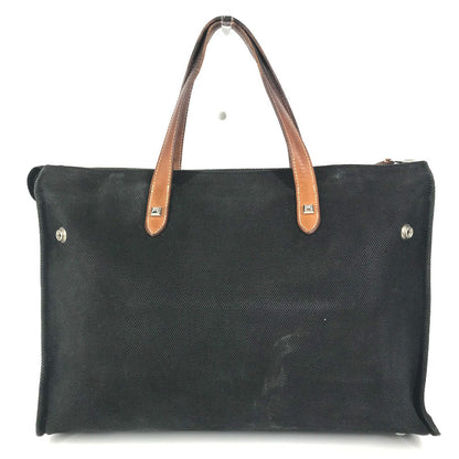 Hermes Business Bag Canvas / Leather Black Medall Studs