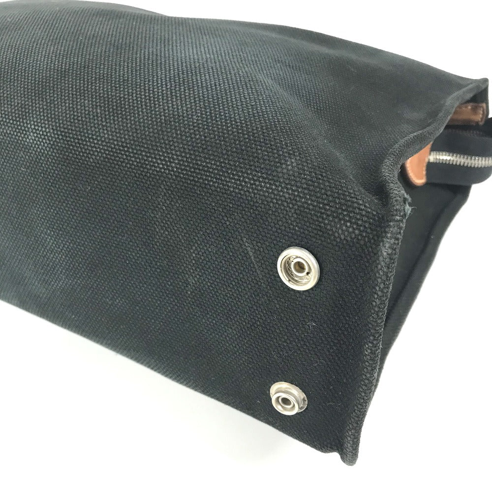 Hermes Business Bag Canvas / Leather Black Medall Studs