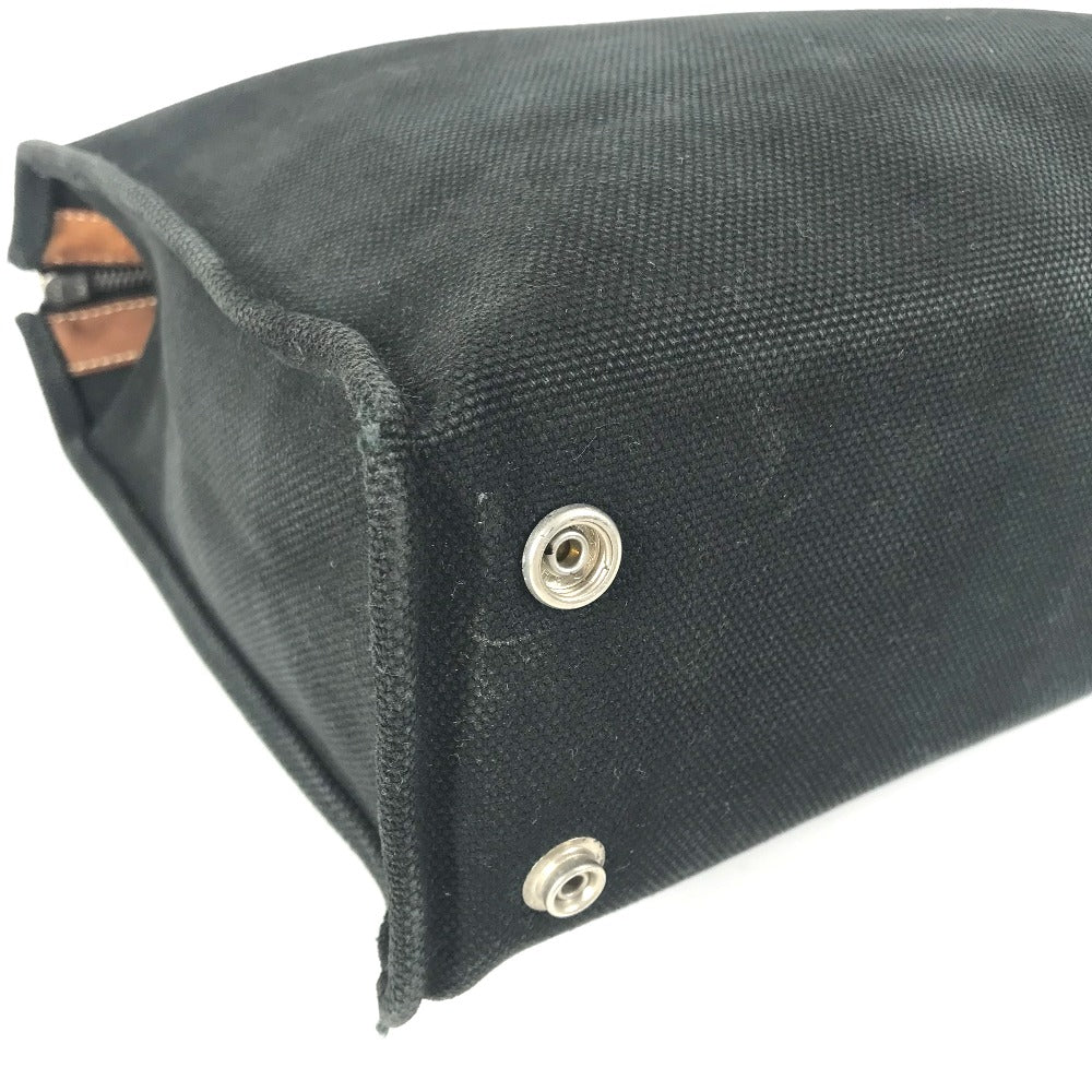 Hermes Business Bag Canvas / Leather Black Medall Studs