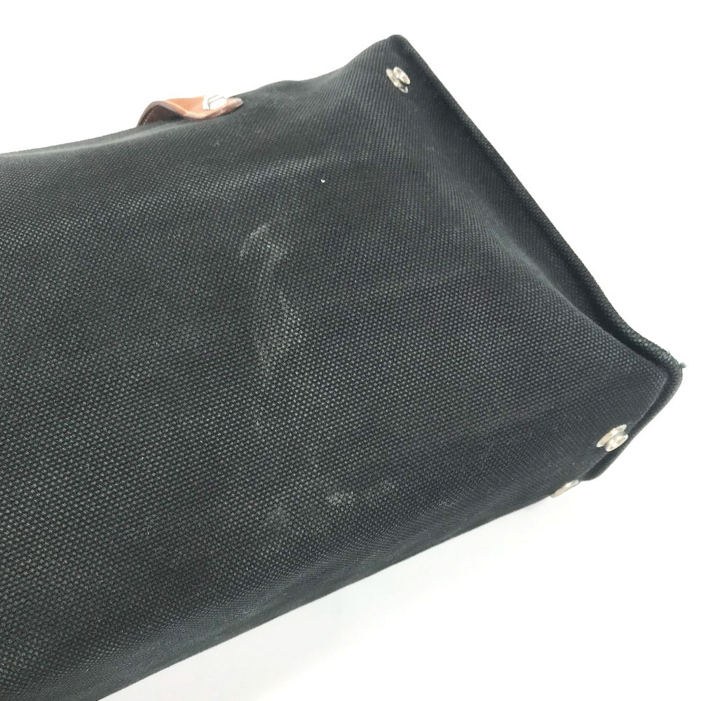 Hermes Business Bag Canvas / Leather Black Medall Studs