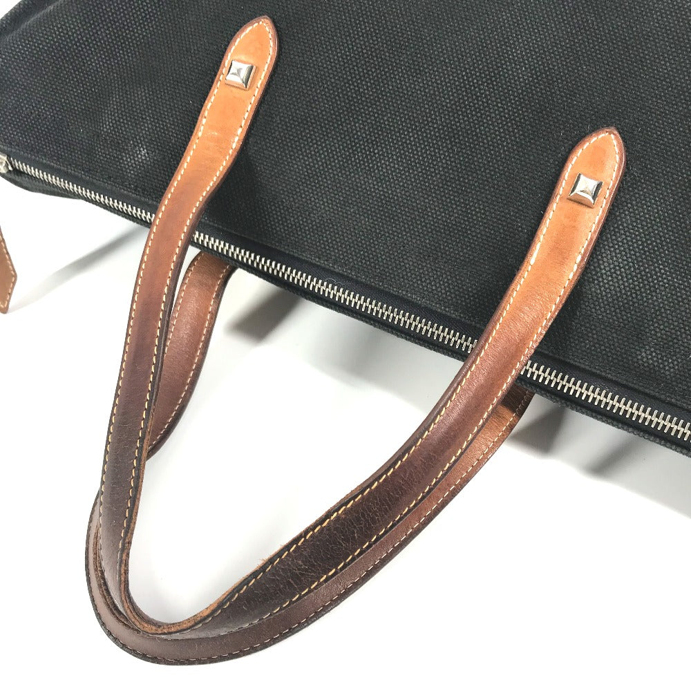 Hermes Business Bag Canvas / Leather Black Medall Studs