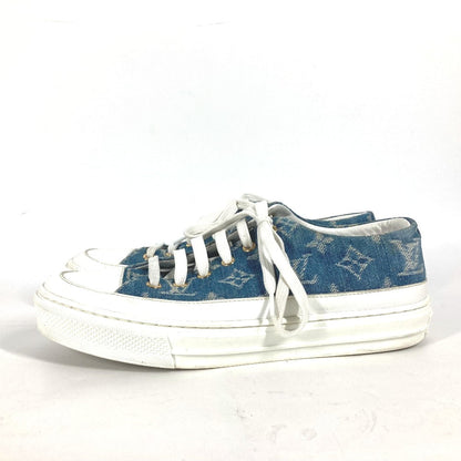 Louis Vuitton Sneakers Monogram Denim Blue Monogram Denim Shoes Shoe Laces Women 36.5