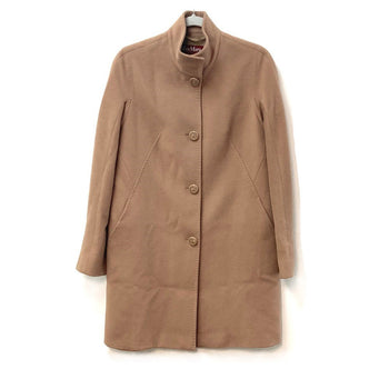 Max Mara Coat Wool Brown Studio Stand Collar Coat Women 40