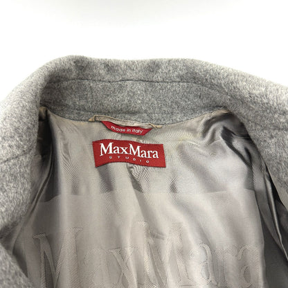 Max Mara Jacket Wool Gray Studio Wool Blend Double Breasted Tailored Jacket Women 36
