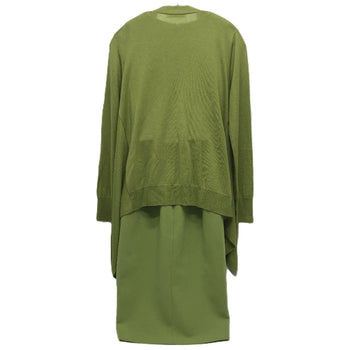 Max Mara One Piece Polyester Green Dress Belt Cardigan Women 32