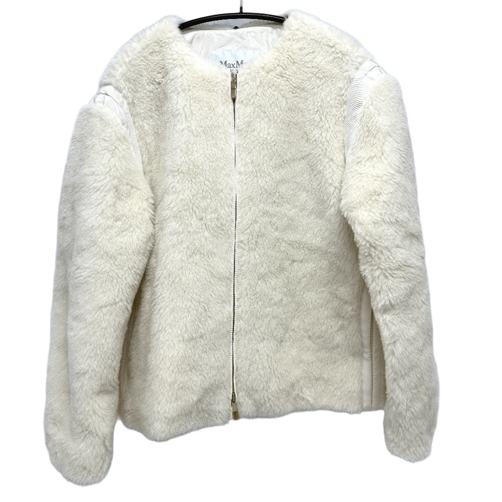 Max Mara Jacket 24110810216 Alpaca White Teddy Bear Apparel Women 36