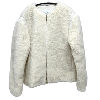 Max Mara Jacket 24110810216 Alpaca White Teddy Bear Apparel Women 36