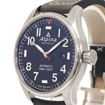 Alpina Watches Mechanical Automatic Al-525Nn4S6 Stainless Steel Silver Star Timer Pilot Dark Blue