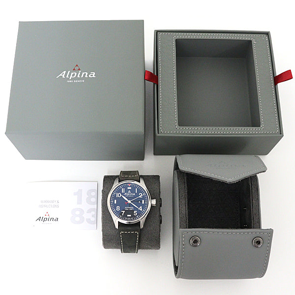 Alpina Watches Mechanical Automatic Al-525Nn4S6 Stainless Steel Silver Star Timer Pilot Dark Blue
