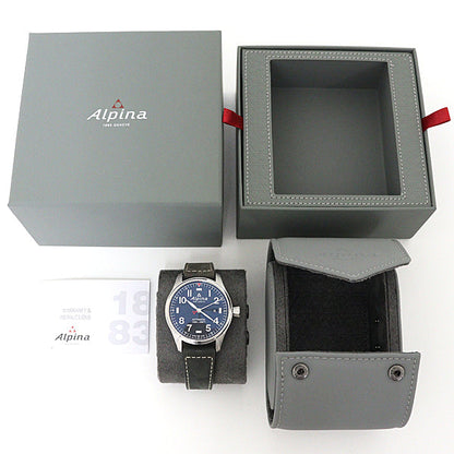 Alpina Watches Mechanical Automatic Al-525Nn4S6 Stainless Steel Silver Star Timer Pilot Dark Blue