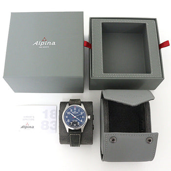 Alpina Watches Mechanical Automatic Al-525Nn4S6 Stainless Steel Silver Star Timer Pilot Dark Blue