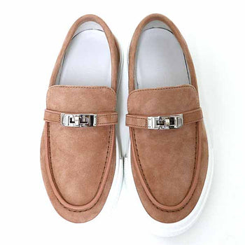 Hermes Slip-On H242191Z 59350 Leather, Metal Light Brown Sneaker Game Women No Size Listed