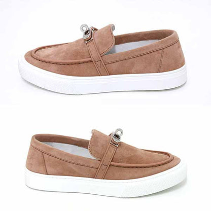 Hermes Slip-On H242191Z 59350 Leather, Metal Light Brown Sneaker Game Women No Size Listed