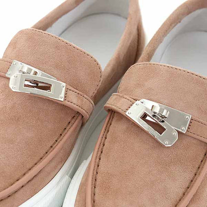 Hermes Slip-On H242191Z 59350 Leather, Metal Light Brown Sneaker Game Women No Size Listed