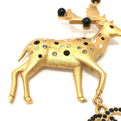 Chanel Brooch 01A Metal Gold Accessories Deer Coco Mark