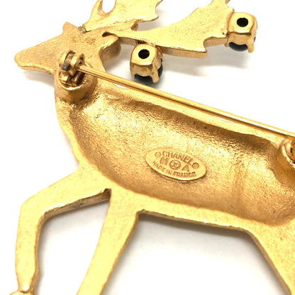 Chanel Brooch 01A Metal Gold Accessories Deer Coco Mark