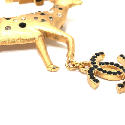 Chanel Brooch 01A Metal Gold Accessories Deer Coco Mark