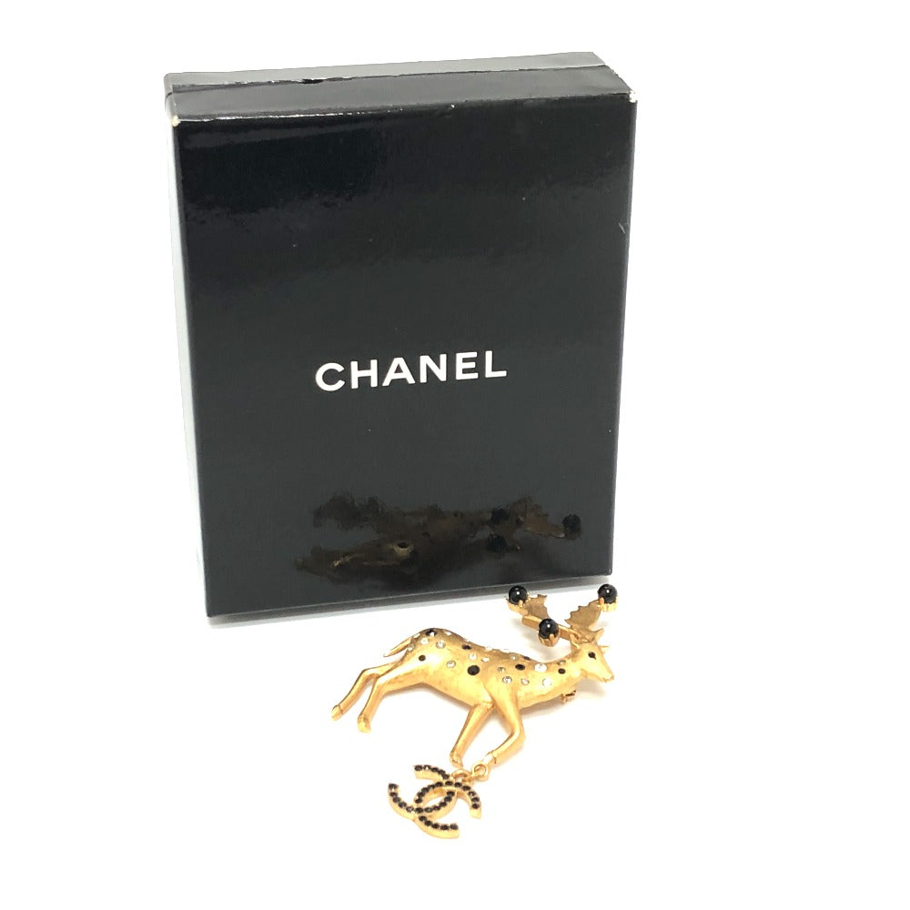 Chanel Brooch 01A Metal Gold Accessories Deer Coco Mark