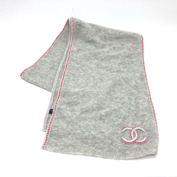 Chanel Scarf Cashmere Gray 2024 Model Coco Mark Women