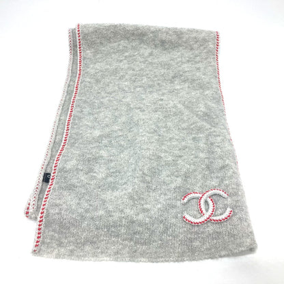 Chanel Scarf Cashmere Gray 2024 Model Coco Mark Women