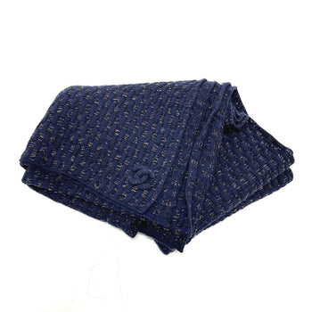 Chanel Scarf Cashmere Blue Coco Mark Braid
