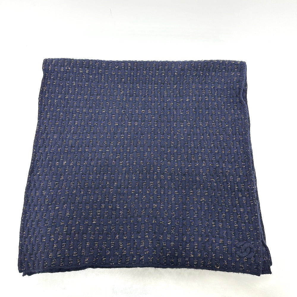 Chanel Scarf Cashmere Blue Coco Mark Braid