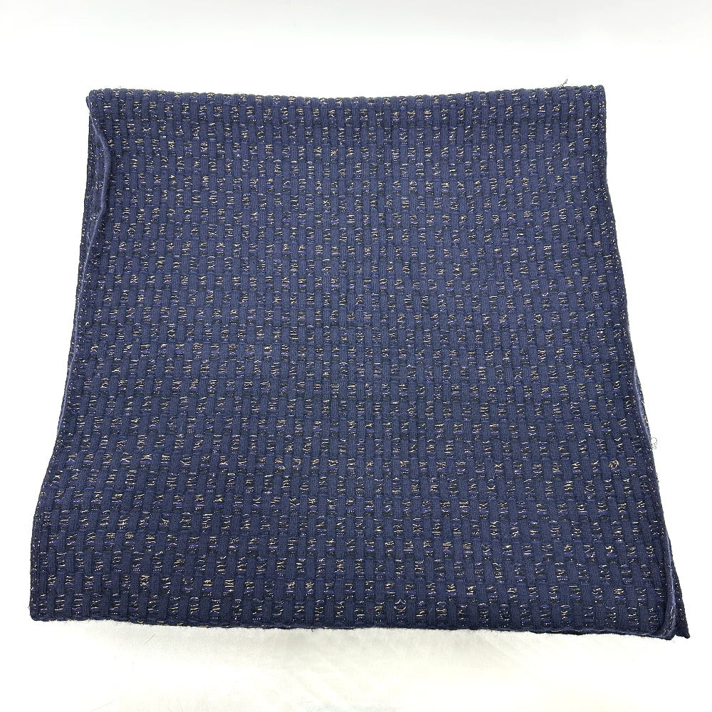 Chanel Scarf Cashmere Blue Coco Mark Braid