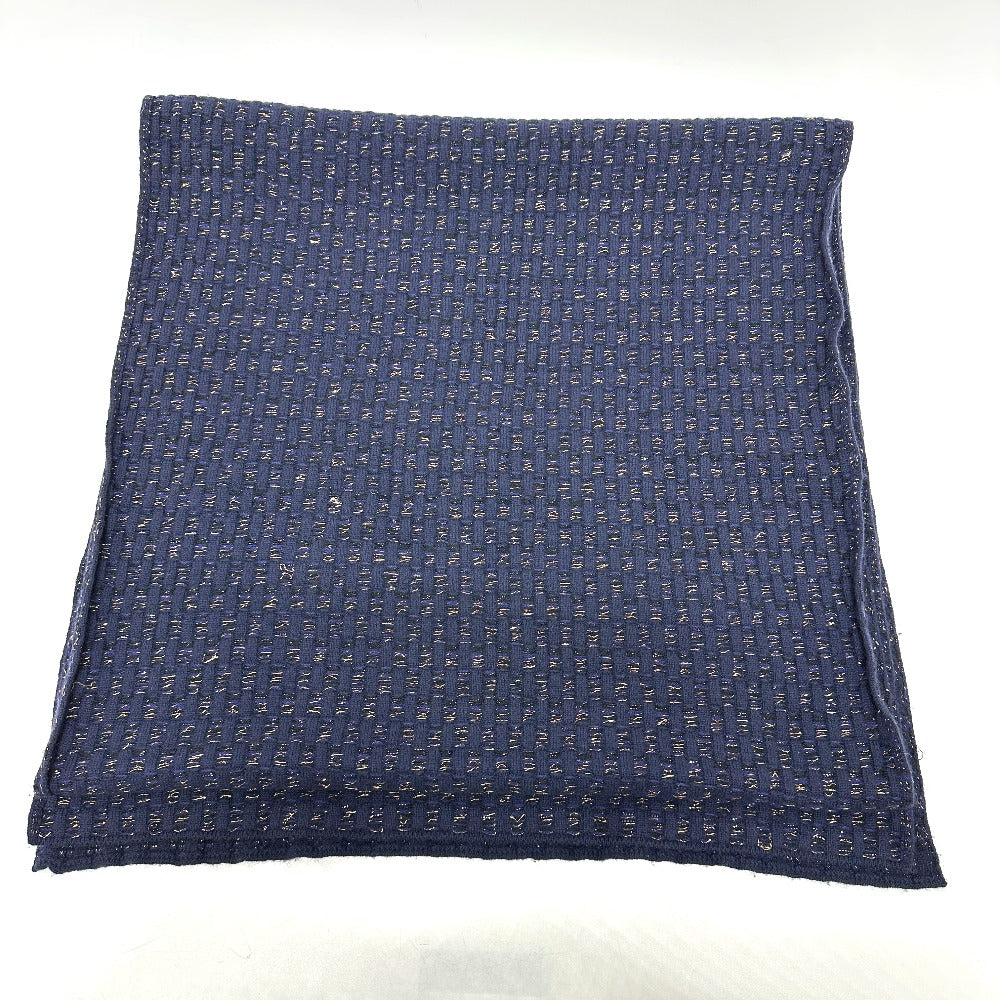 Chanel Scarf Cashmere Blue Coco Mark Braid